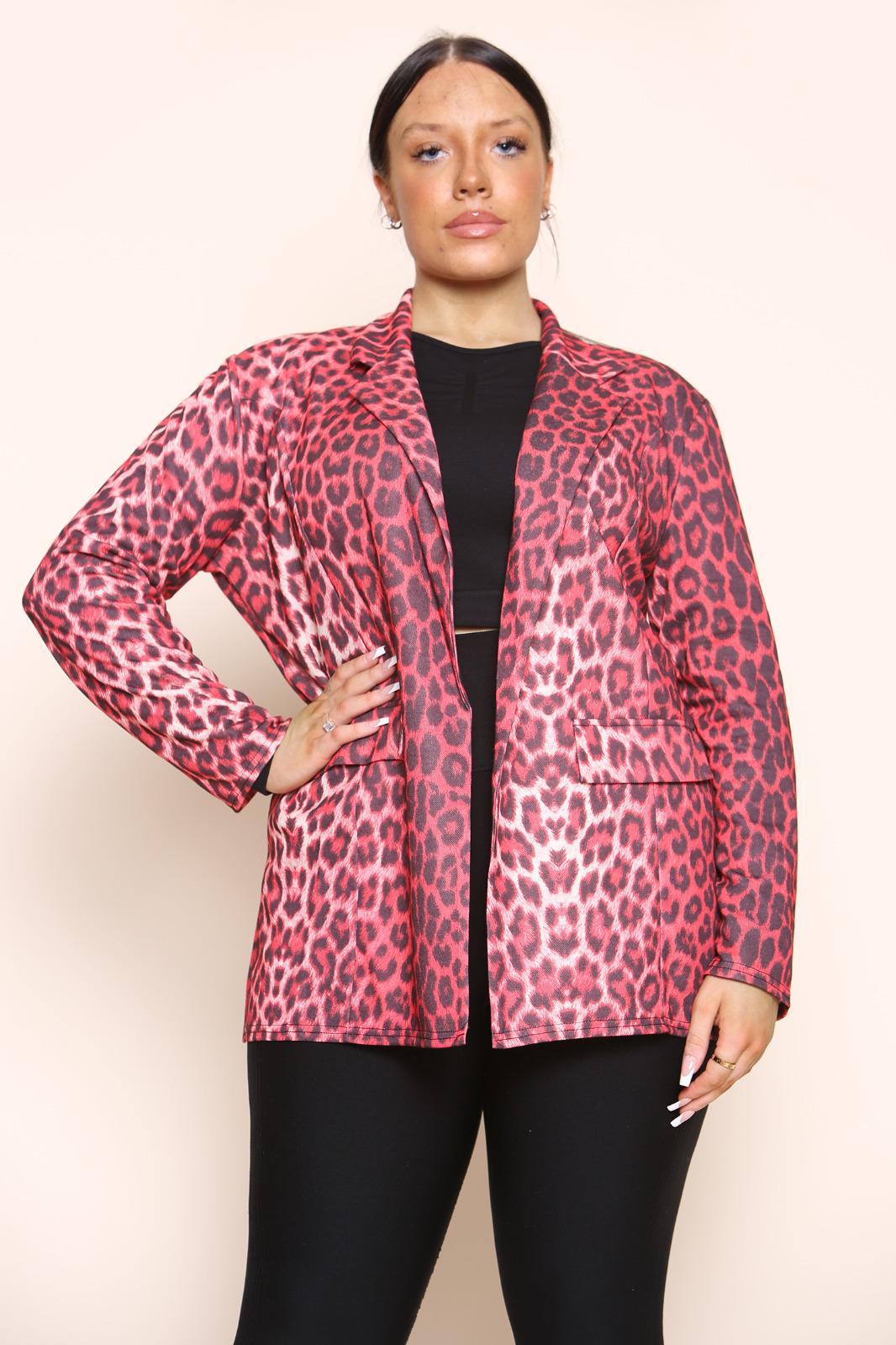 plus size leopard print blazer