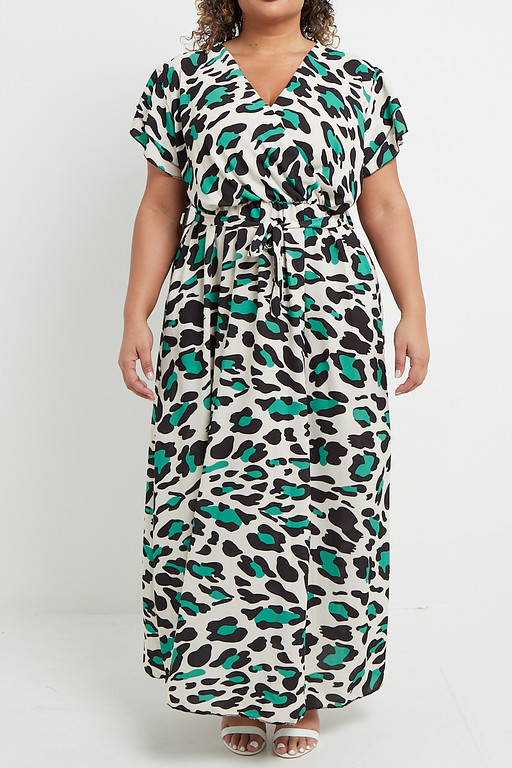 dressing like rachel green Kenzie Green One Shoulder Smoke Print Ruched Dress main image 1