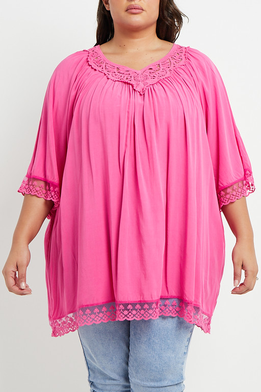 3/4 Sleeve Shirt- Pink Trim main image 0