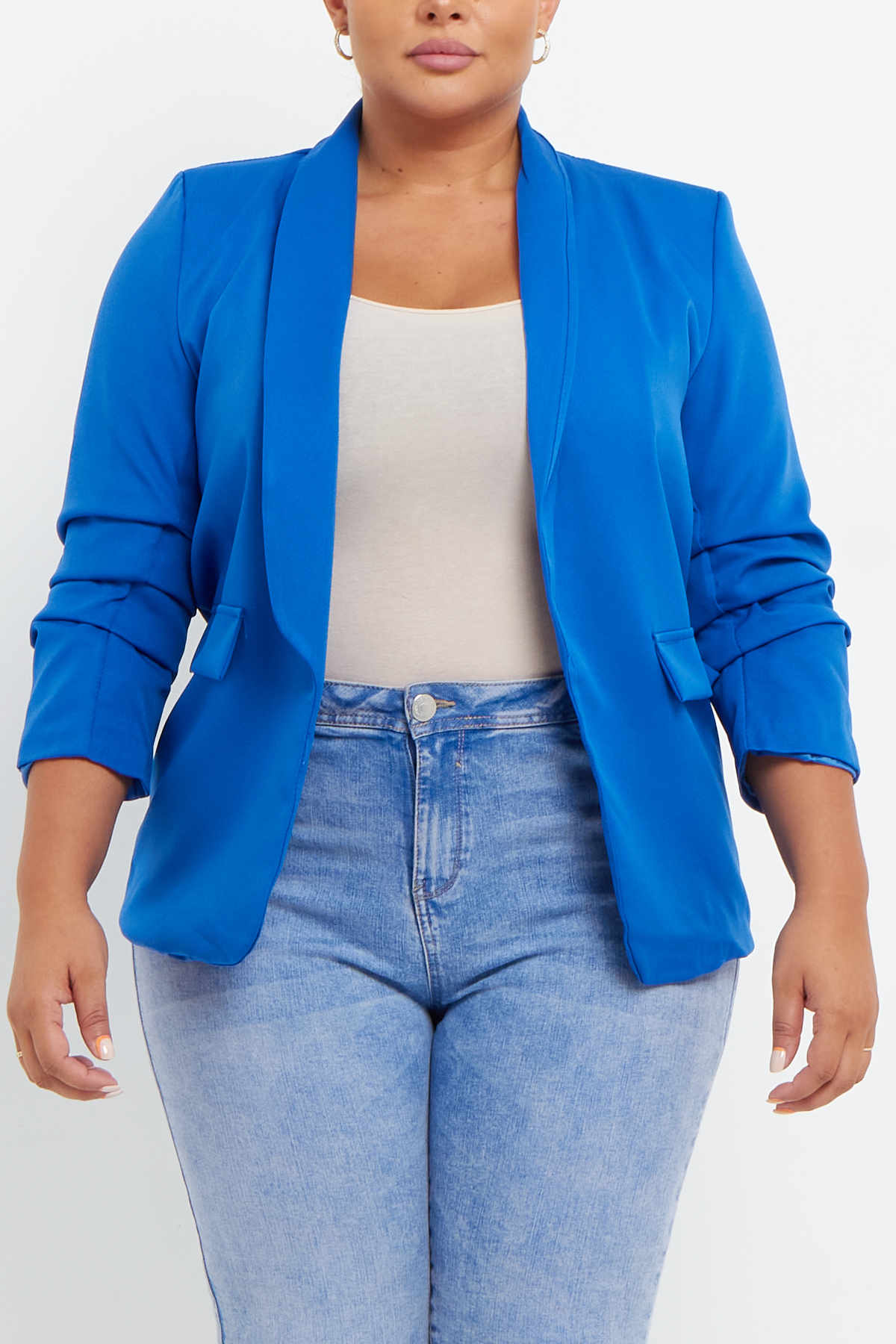Plus size blue blazer shop