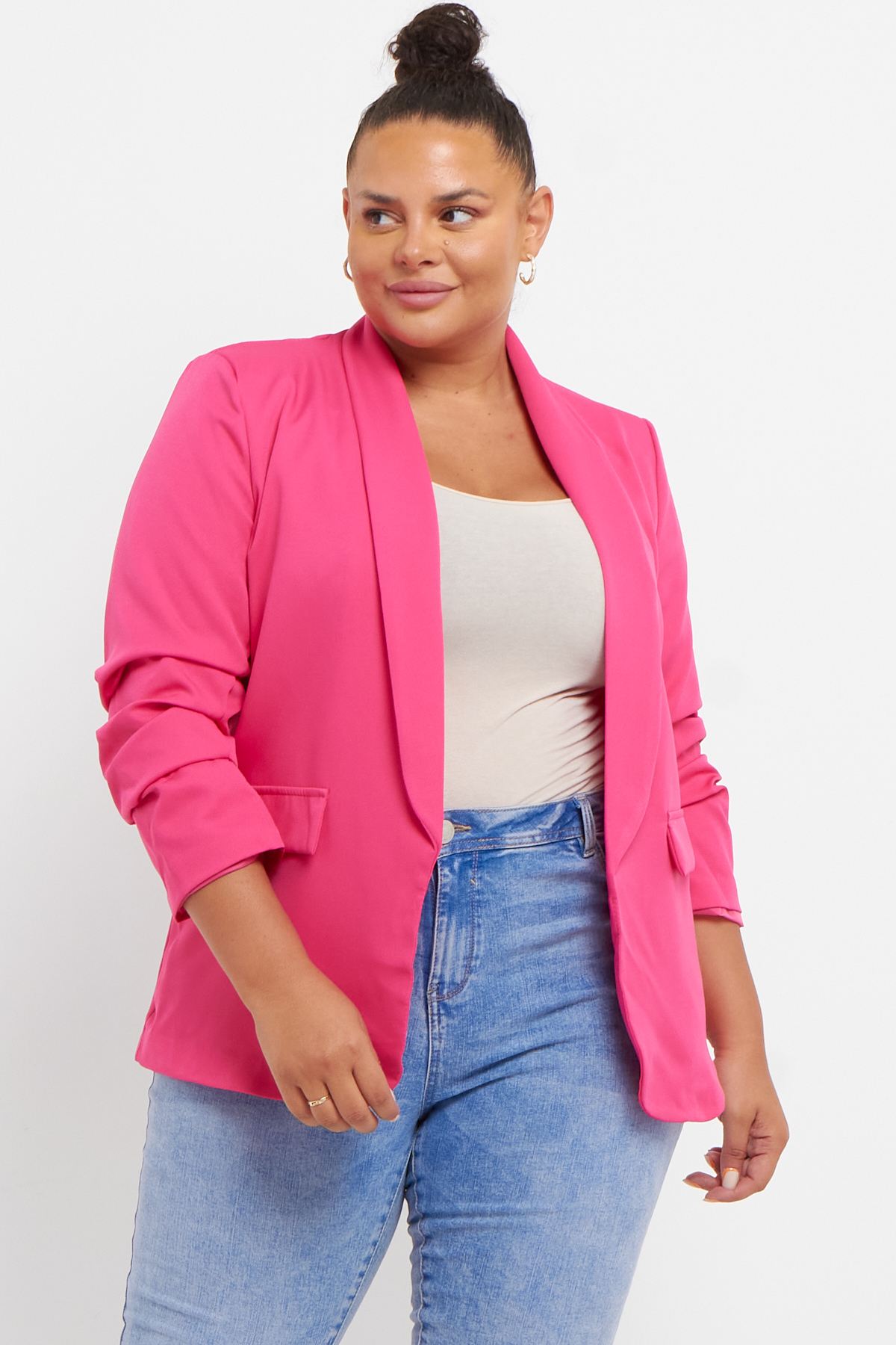 Short sleeve plus size blazer sales