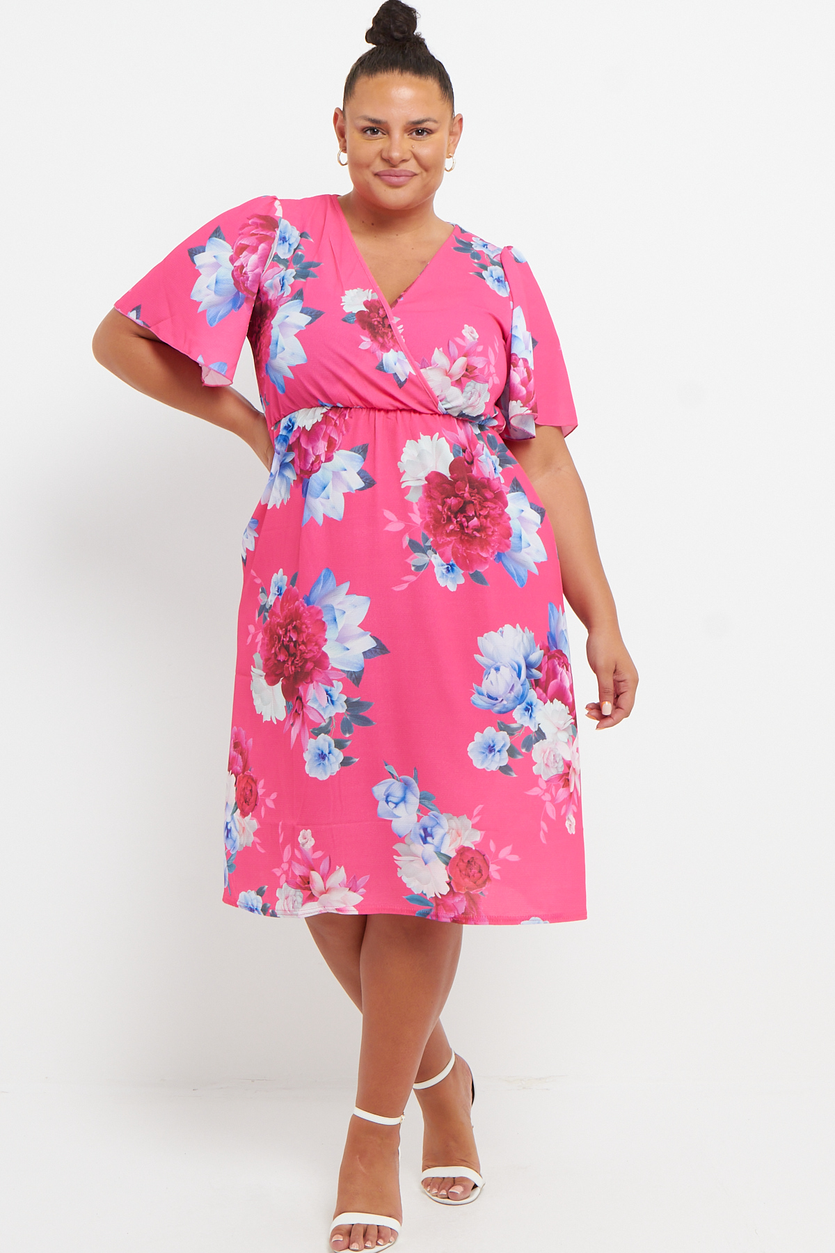 Plus Size Printed Knit Short Sleeve Wrap Dress main image 0