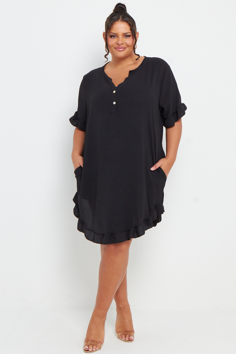 High Neck Short Sleeve Frill Mini Bandage Dress