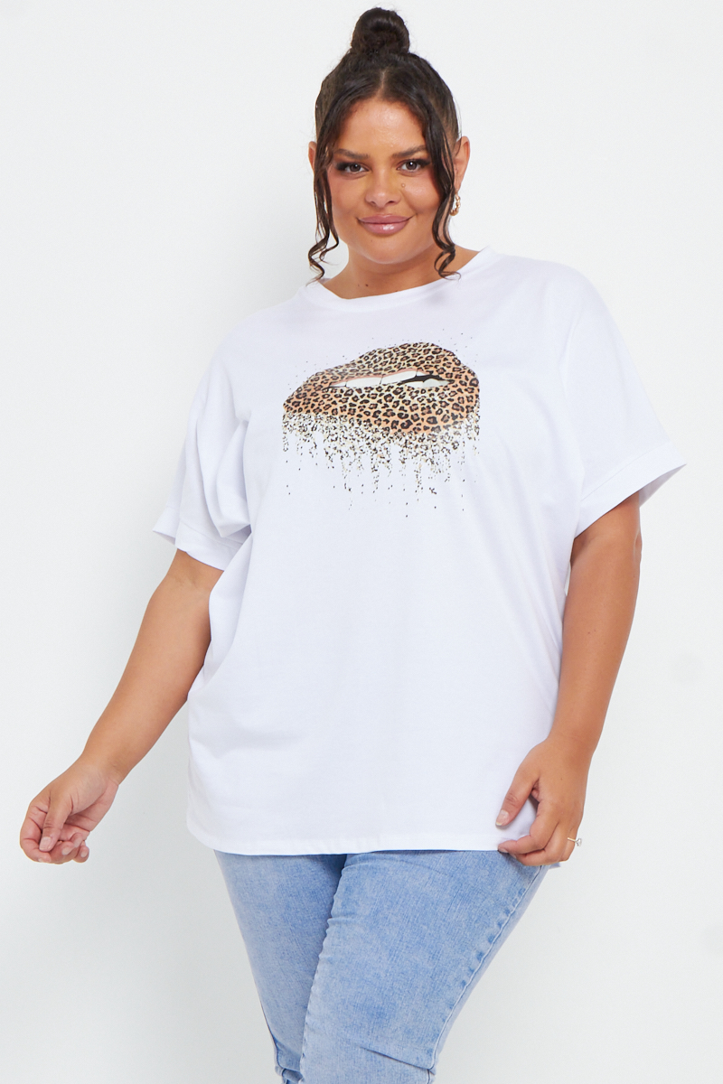 CARCOS Plus Size Short Sleeve Top - Leopard Print Colorblock Shirt For Women (XL-5XL) - View #4