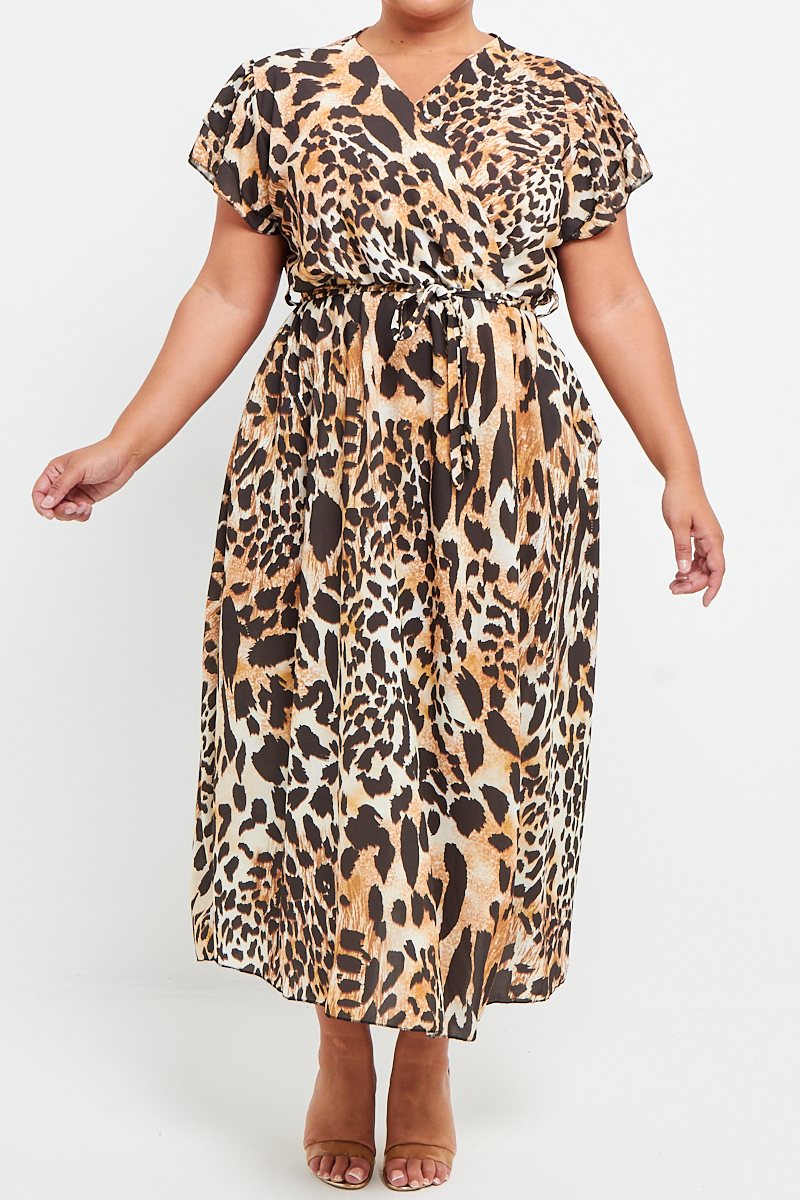 Wedding Guest Dresses For Woen Suer Boho Floral Print Wrap Short Sleeve Axi Dress Patchwork