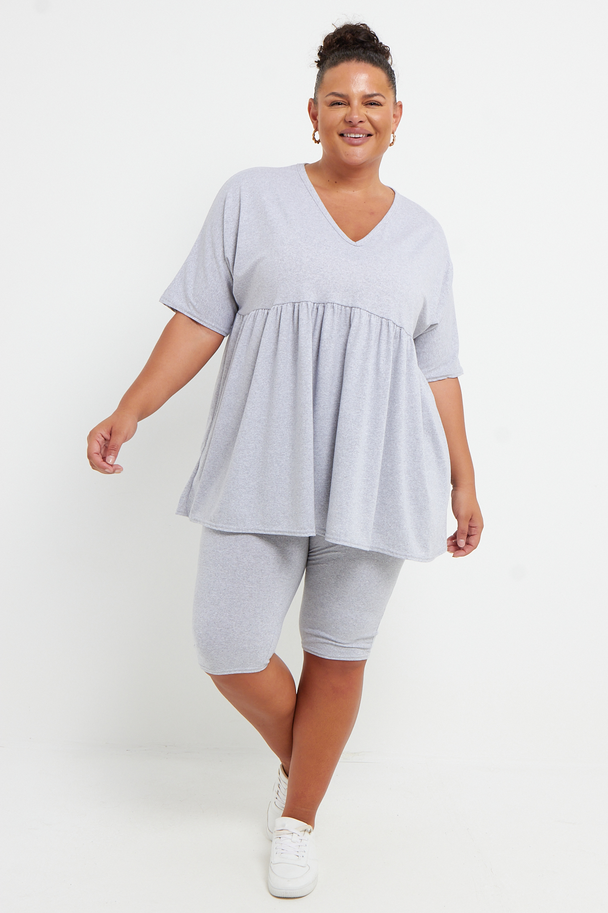 Grey Cycling Short Loungewear Set Loungewear Short Tracksuit