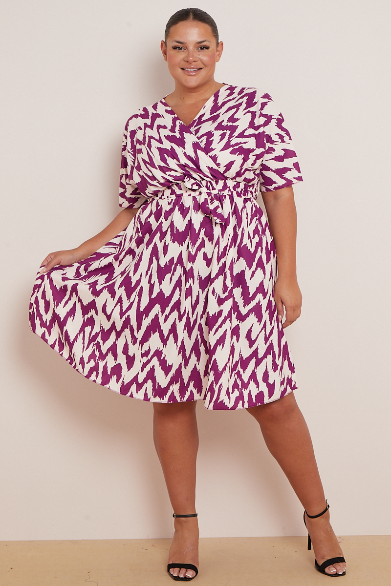 Plus Size Plaid V-Neck Long Sleeve Wrap Dress main image 0
