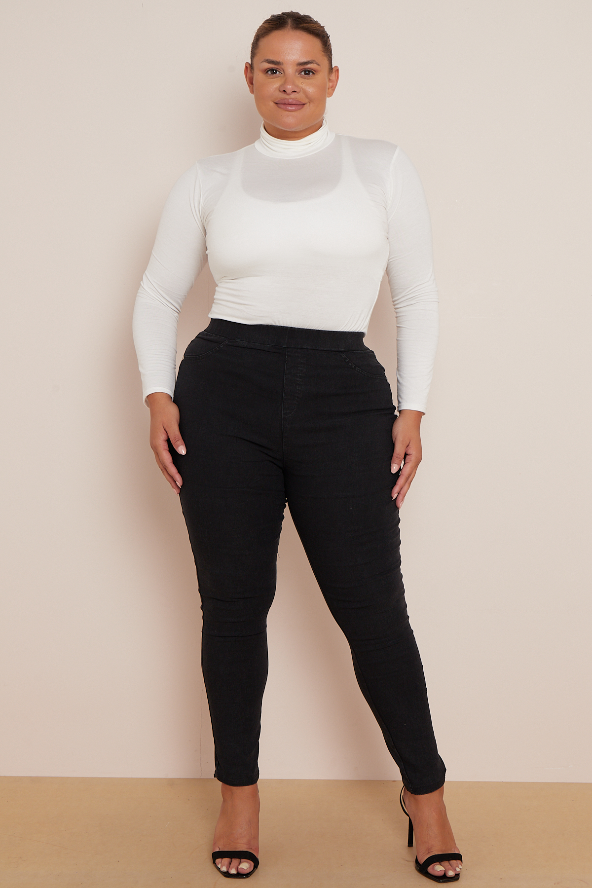 Plus Size Black Blue Mix Pack Denim Skinny Jeggings With Pockets