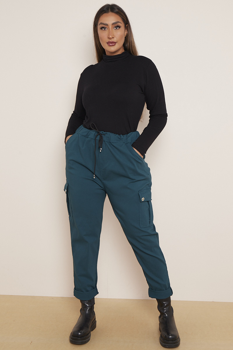 Plus size teal pants cheap