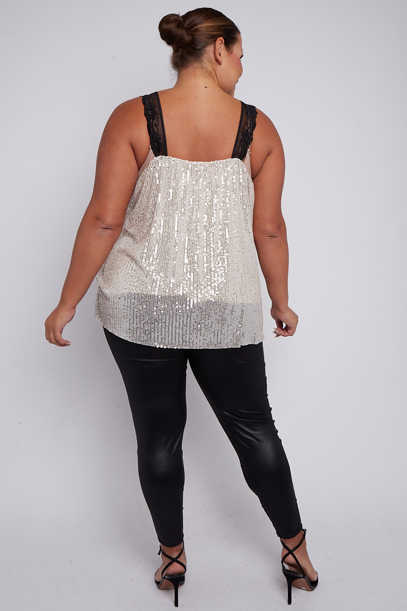 Plus size white sequin top outlet