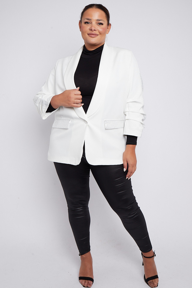Plus size black and white blazer hot sale