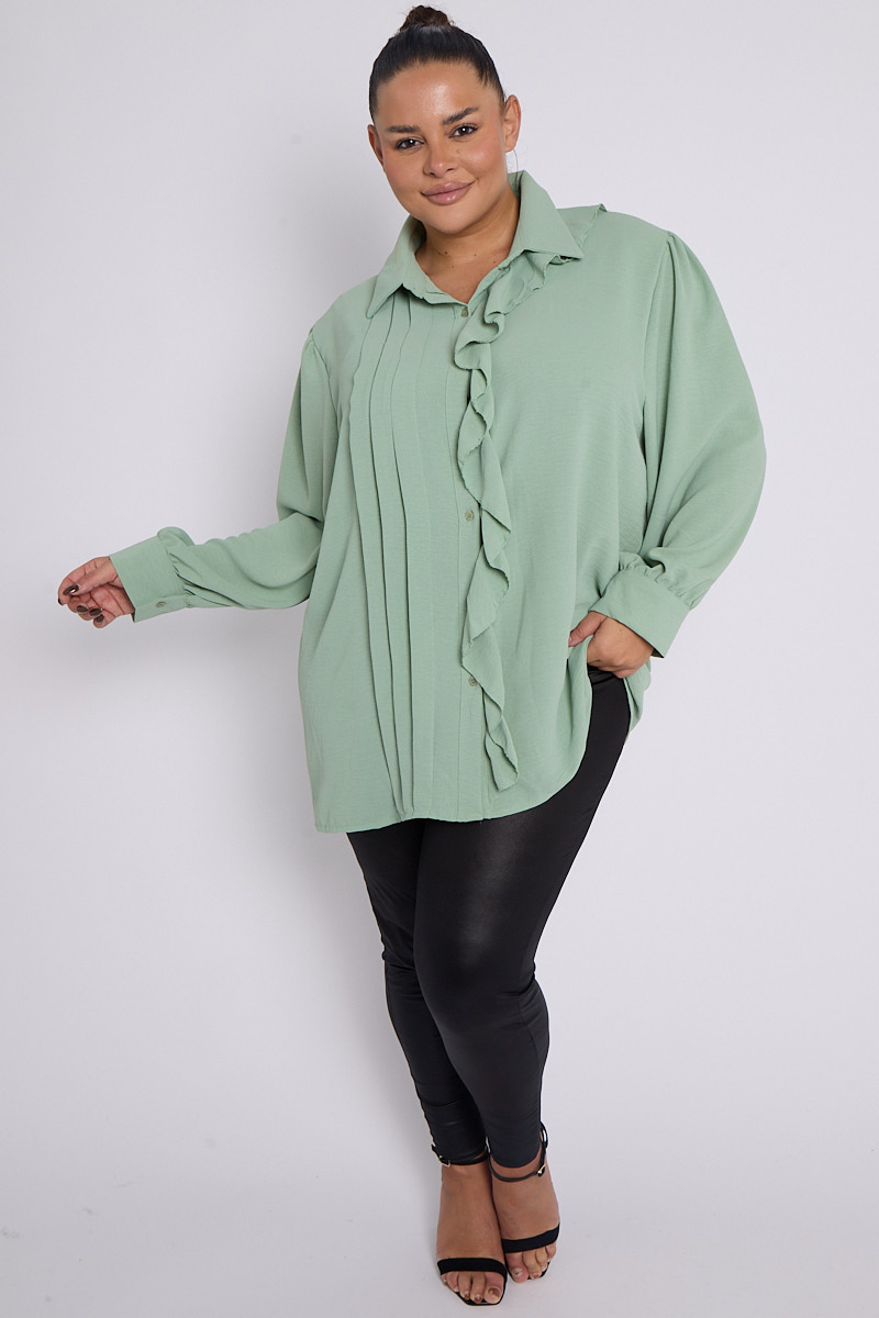 Mint green blouse plus size shop