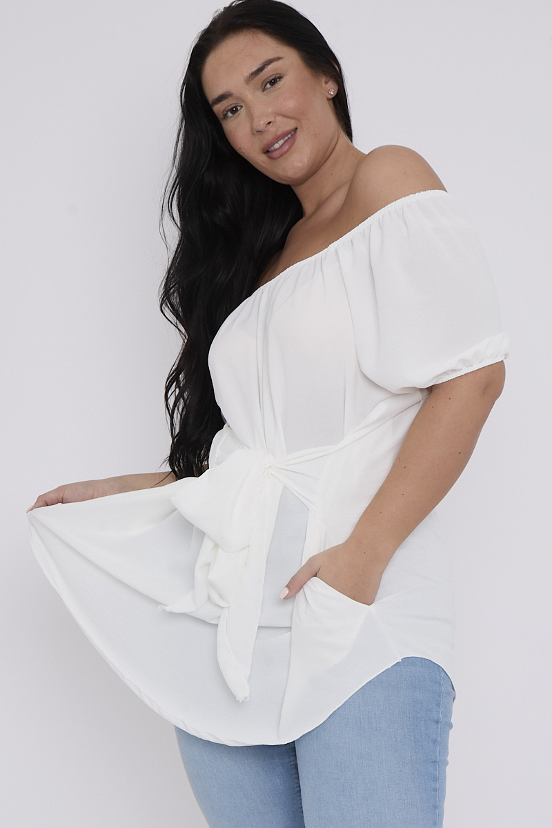 Plus size white off the shoulder top shop