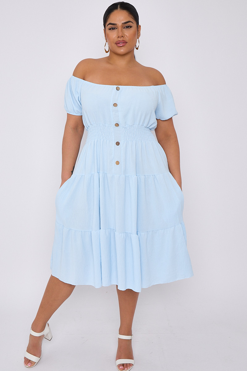 Powder blue dress plus size sale