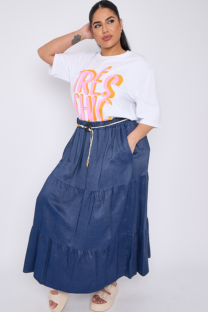 Plus size denim maxi skirts uk clearance