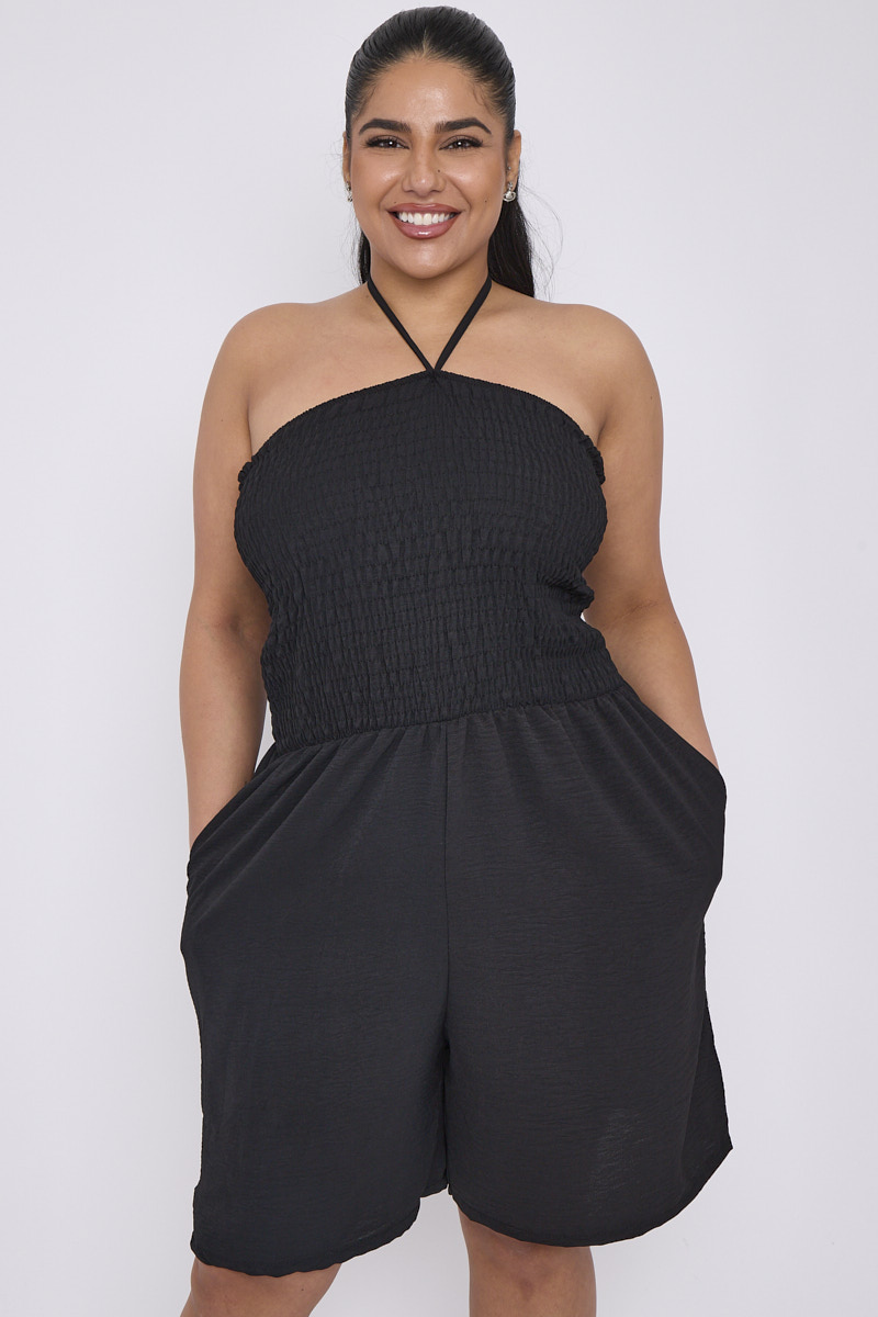 Plus size black playsuit 2025