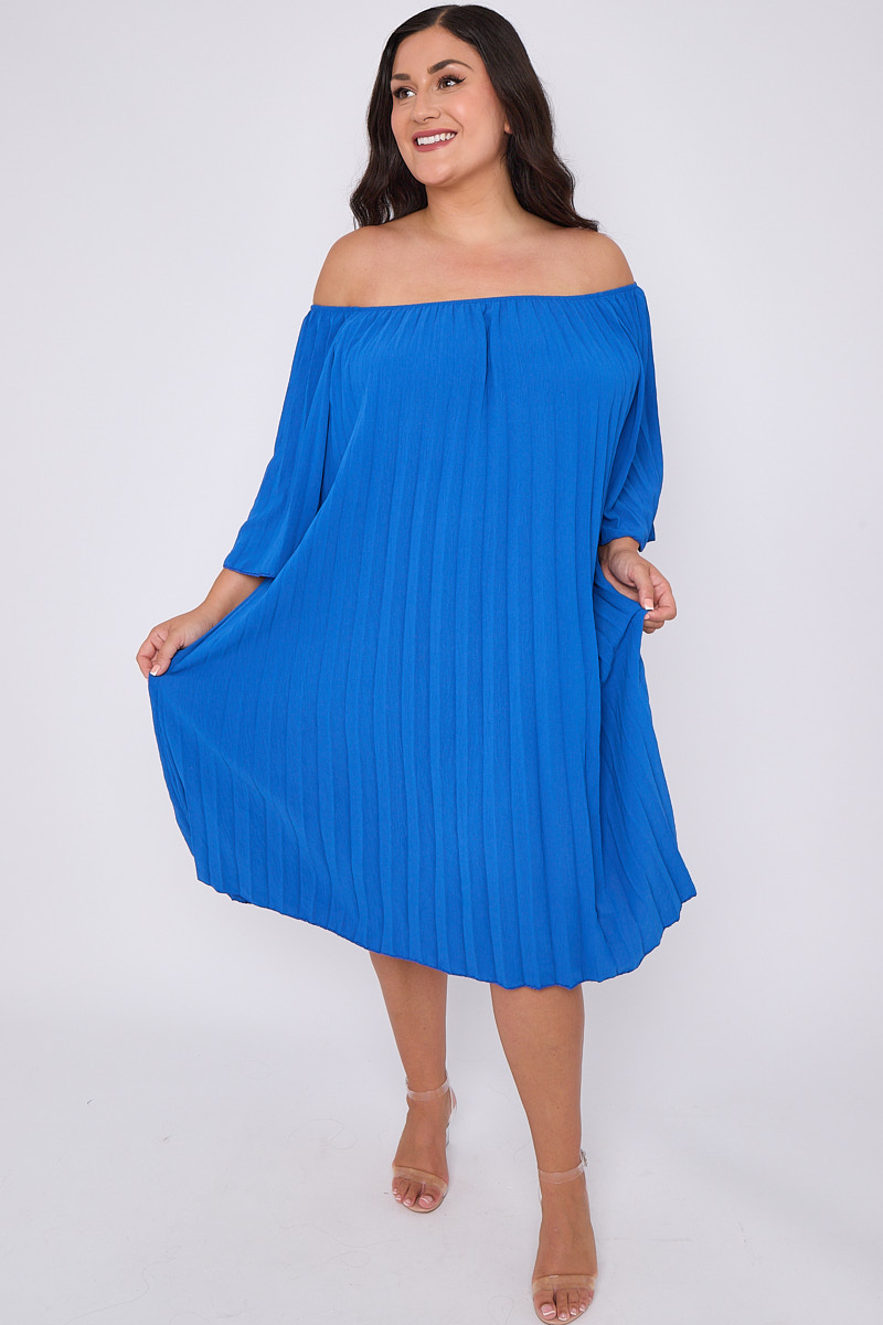 Plus size denim bardot dress online