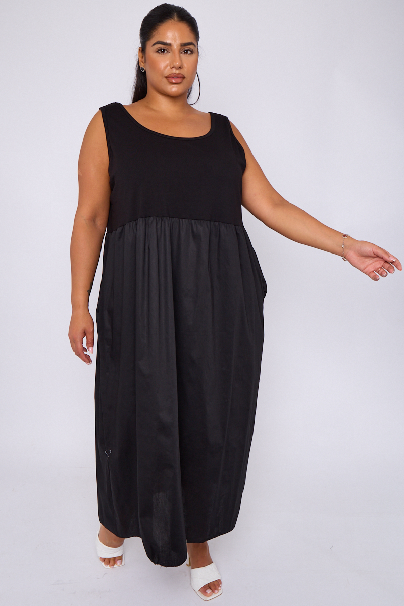 Plus size black maxi dress with pockets online