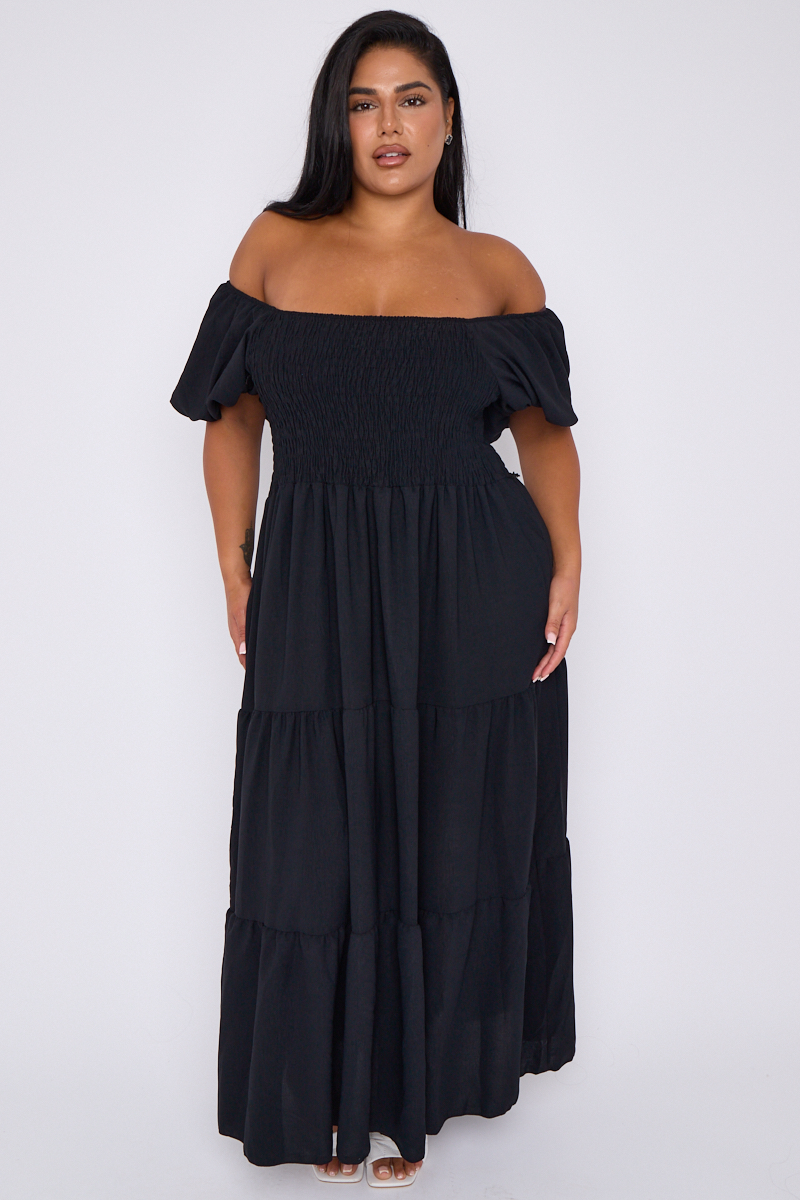 Plus size black bardot top on sale
