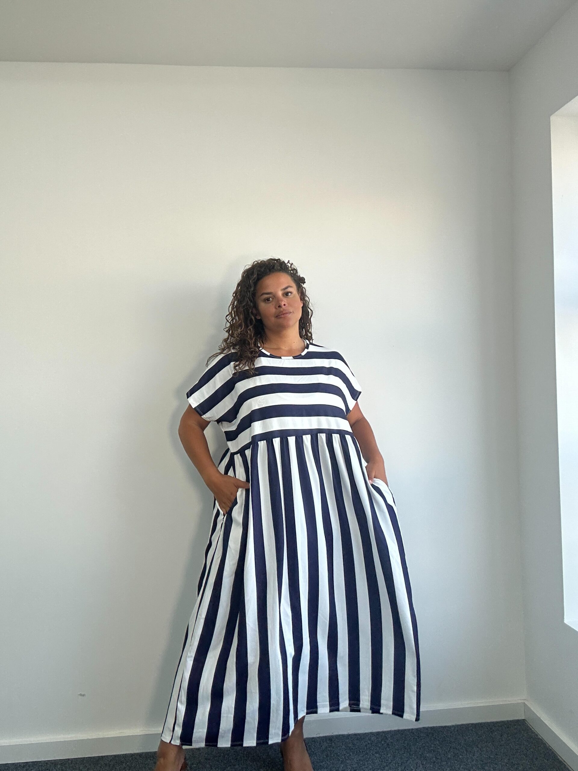 thumbnail image 2 of WOOSEN Womens Summer Suspender Maxi Dress Plus Size Striped Printed 2 of 11